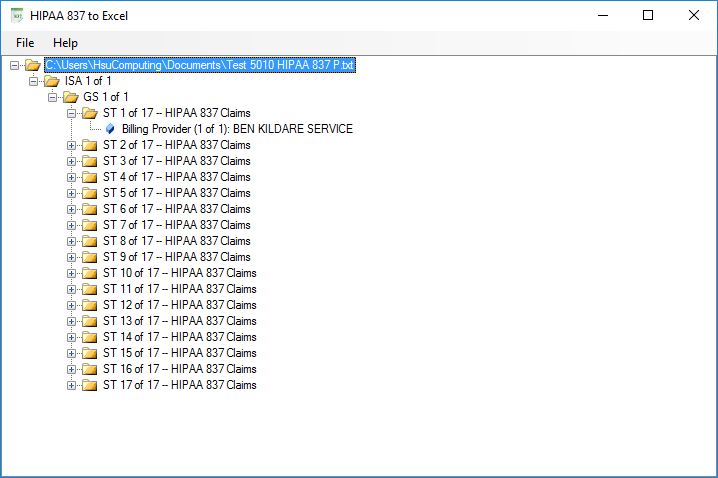HIPAA 837 To Excel